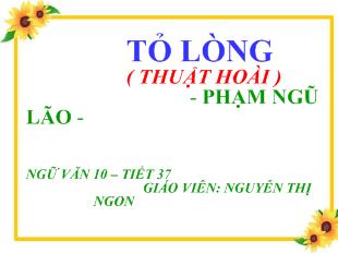 Bài giảng tiết 37- Tỏ lòng ( thuật hoài ) - Phạm Ngũ Lão