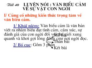 Bài giảng Tiết 40 luyện nói : văn biểu cảm về sự vật con người