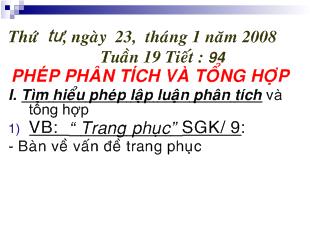 Bài giảng Tuần 19 tiết : 94 phép phân tích và tổng hợp