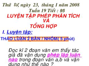 Bài giảng Tuần 19 tiết : 95 luyện tập phép phân tích và tổng hợp