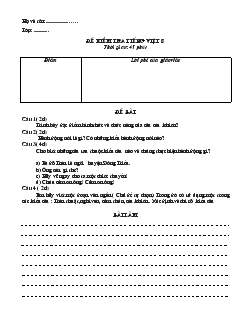 Đề kiểm tra tiếng việt 8 thời gian: 45 phút