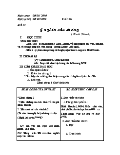 Giáo án ngữ văn 7 tuần 26 năm học 2009- 2010