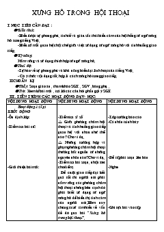 Giáo án Ngữ văn tiết 18- Xưng hô trong hội thoại