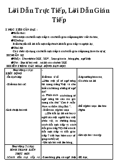 Giáo án Ngữ văn tiết 19- Lời dẫn trực tiếp, lời dẫn gián tiếp