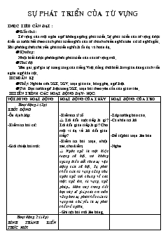 Giáo án Ngữ văn tiết 21- Sự phát triển của từ vựng