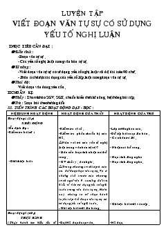 Giáo án Ngữ văn tiết 60- Luyện tập viết đoạn văn tự sự có sử dụng yếu tố nghị luận