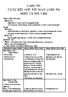 Giáo án Ngữ văn tiết 65- Luyện nói tự sự kết hợp với nghị luận và miêu tả nội tâm