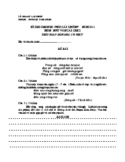 Kì thi chọn học sinh giỏi cấp trường năm 2011 môn: ngữ văn cấp THCS thời gian làm bài: 150 phút