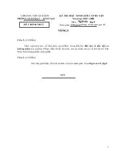 Kỳ thi học sinh giỏi cấp huyện phòng giáo dục – đào tạo năm học 2007-2008 môn: ngữ văn - lớp 9