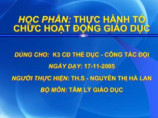 Thực hành tổ chức hoạt động giáo dục