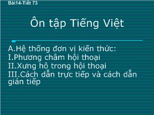 Bài giảng Bài14-Tiết 73 Ôn tập Tiếng Việt