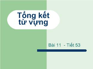 Bài giảng Bài 11 - Tiết 53 Tổng kết từ vựng