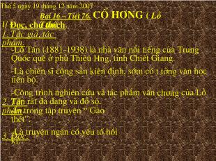 Bài giảng bài 16 – tiết 76: Cố hương ( lỗ tấn)