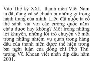 Bài giảng tiết 102: Chuẩn bị hành trang vào thế kỷ mới