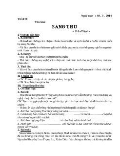 Giáo án Tiết 122: Văn bản : Sang thu - Hữu Thịnh