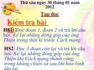 Bài giảng Tập đọc- Trí dũng song toàn (Theo Đinh Xuân Lâm – Trương Hữu Quýnh và Trung Lưu)