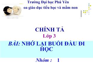 Bài giảng Chính tả Bài: nhớ lại buổi đầu đi học