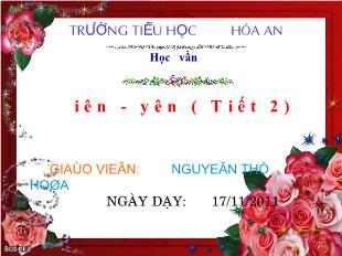 Bài giảng Học vần: Iên - Yên ( tiết 2)