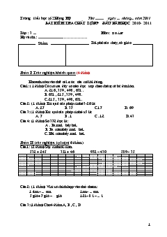 Bài kiểm tra chất lượng đầu năm học 2010 - 2011