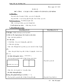 Giáo án Lớp 1 Thủ công tuần 13-14-15