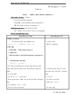 Giáo án Lớp 1 Toán tuần 13-14-15