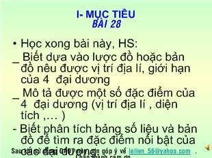 Bài giảng Địa lí lớp 5 bài 28 các đại dương trên thế giới