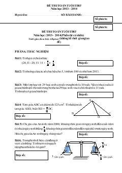 Đề thi toán tuổi thơ năm học 2013 – 2014