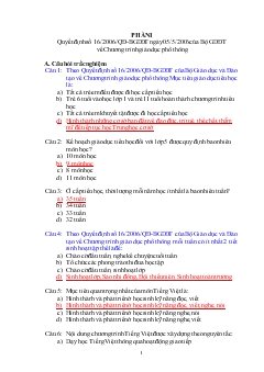 Đề thi về Chương trình giáo dục phổ thông