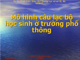 Bài giảng Mô hình câu lạc bộ học sinh ở trường phổ thông