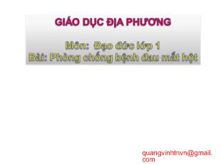 Đạo đức - Bài: Phòng chống bệnh đau mắt hột