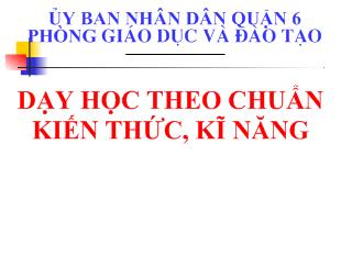 Dạy học theo chuẩn kiến thức, kĩ năng