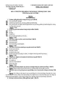 Đề cương ôn tập khối 4 vnen chkii - Năm học 2013 - 2014 (môn khoa học, lịch sử & địa lí )