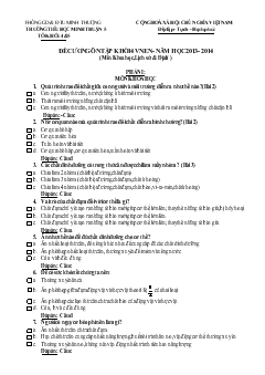 Đề cương ôn tập khối 4 vnen - Năm học 2013 - 2014 (môn khoa học, lịch sử & địa lí )