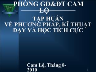 Tập huấn về phương pháp, kĩ thuật dạy và học tích cực