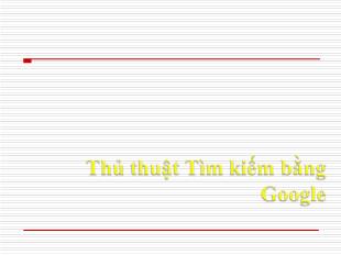 Thủ thuật tìm kiếm bằng google