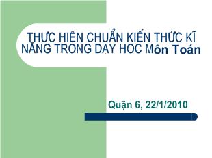 Thực hiện chuẩn kiến thức kĩ năng trong dạy học môn Toán