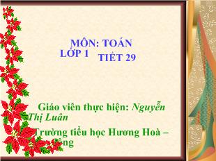 Bài giảng Toán tiết 29: phép cộng trong phạm vi 5_ Nguyễn Thị Luân