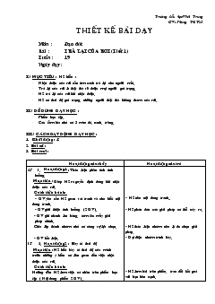 Giáo án Đạo đức bài : trả lại của rơi (tiết 1)