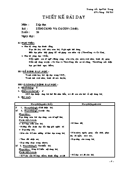 Giáo án Tập đọc bài : tôm càng và cá con (2 tiết)