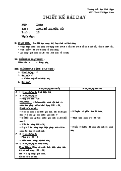 Giáo án Toán bài : 100 trừ đi một số