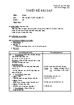 Giáo án Toán Bài : 55 – 8, 56 – 7, 37 – 8, 68 – 9