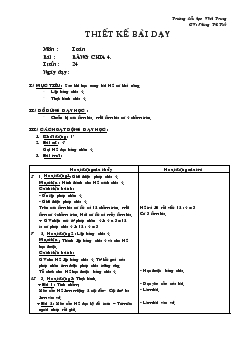 Giáo án Toán bài : bảng chia 4