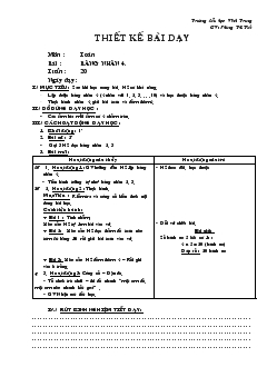 Giáo án Toán bài : bảng nhân 4