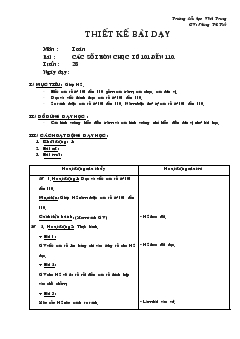 Giáo án Toán bài : các số tròn chục từ 101 đến 110