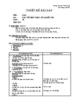 Giáo án Toán bài : các số tròn chục từ 110 đến 200