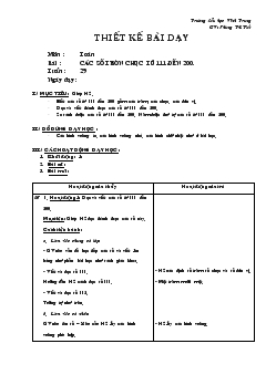 Giáo án Toán bài : các số tròn chục từ 111 đến 200
