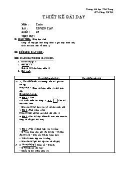 Giáo án Toán bài : luyện tập tuần 19