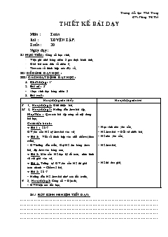 Giáo án Toán bài : luyện tập tuần 20