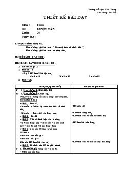 Giáo án Toán bài : luyện tập tuần 24