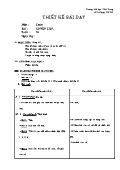 Giáo án Toán bài : luyện tập tuần 31